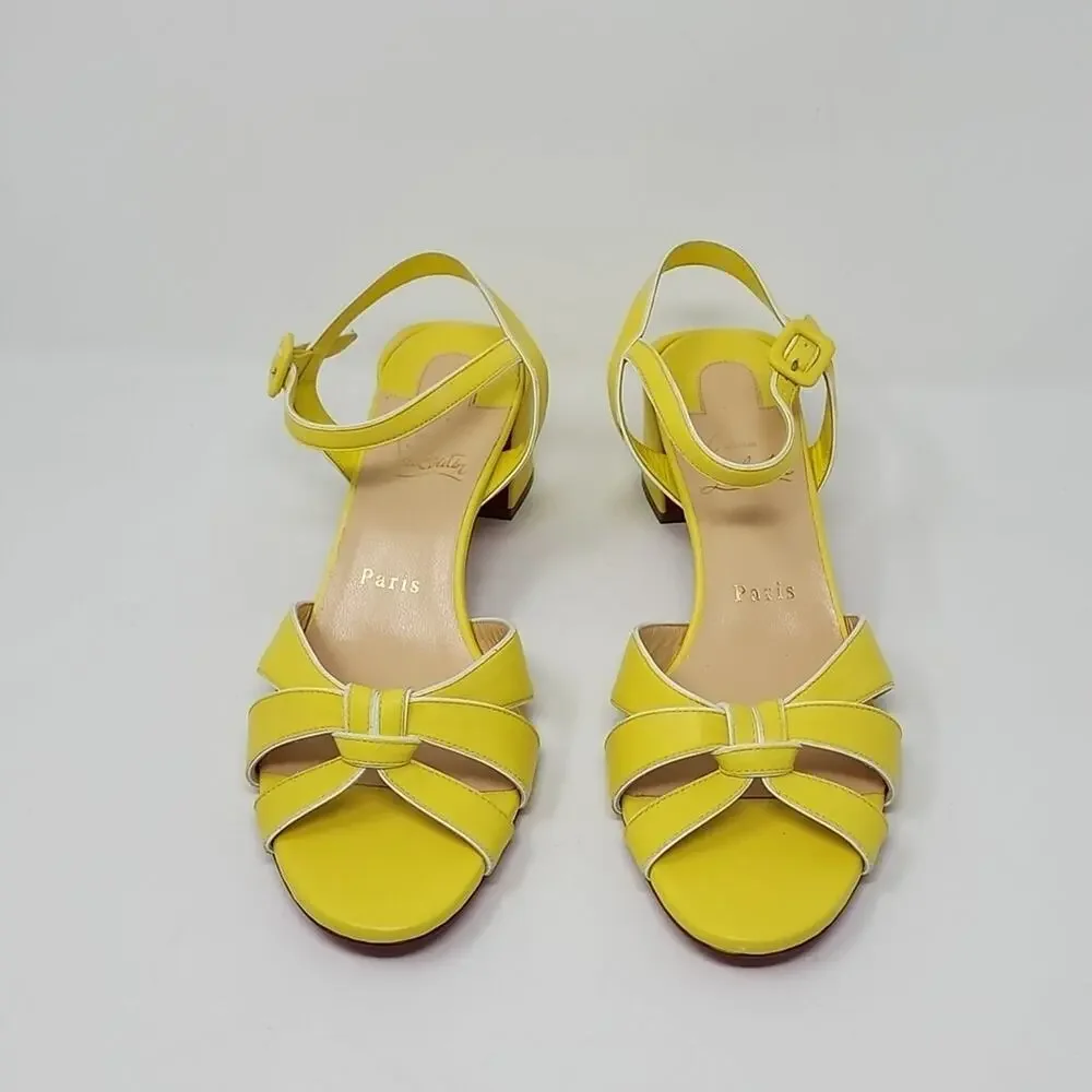 Christian Louboutin Anjalili Yellow Leather Sandals Size 38.5